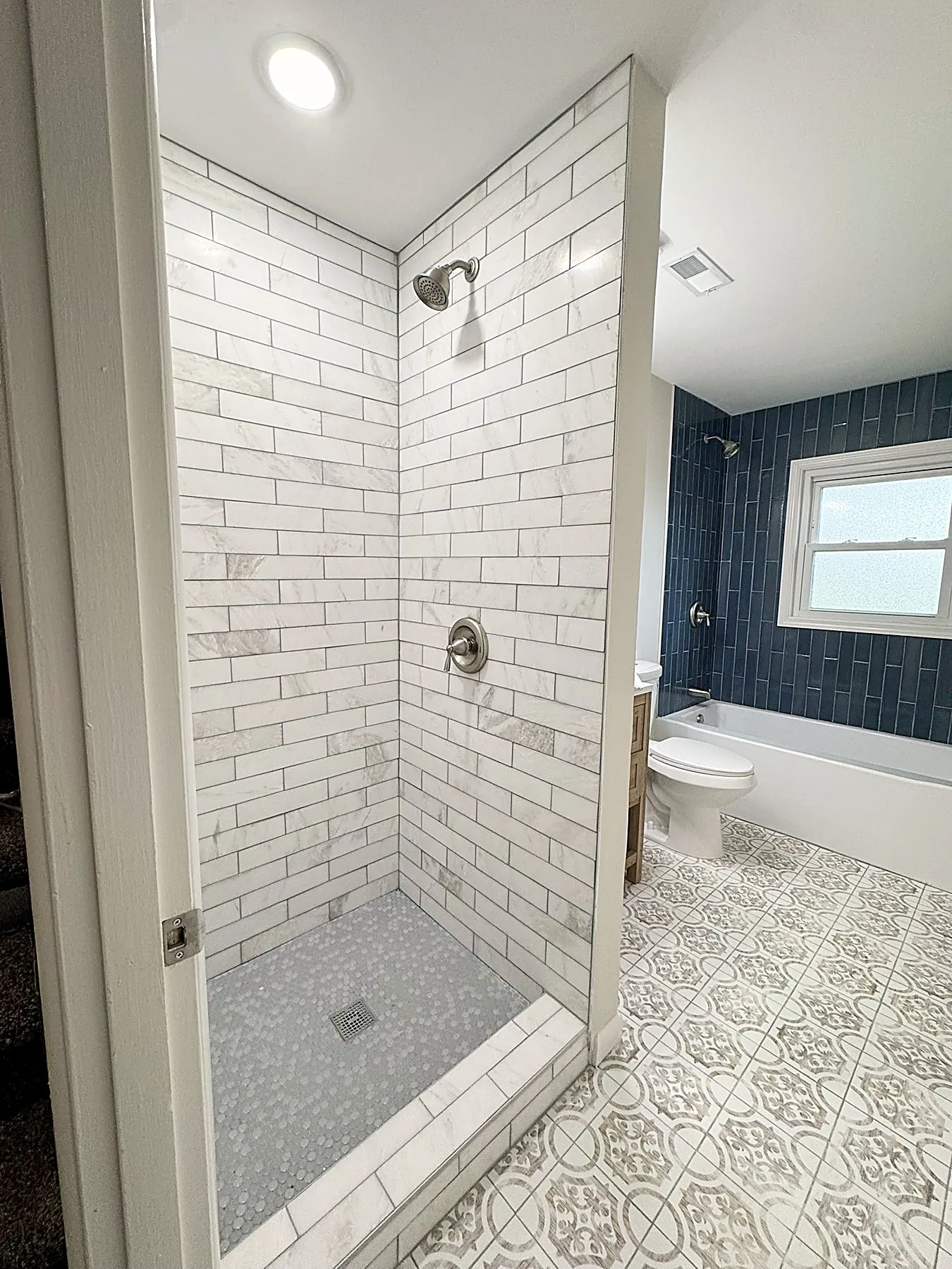 Updated bathroom with a walk-in shower