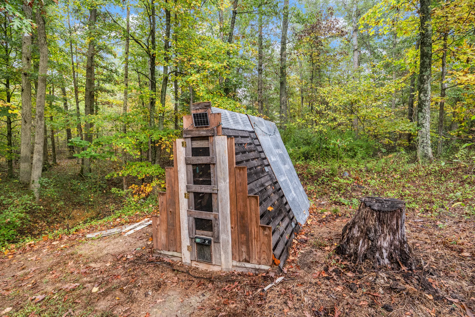 Backyard wood storage at 2206 Old State Road
