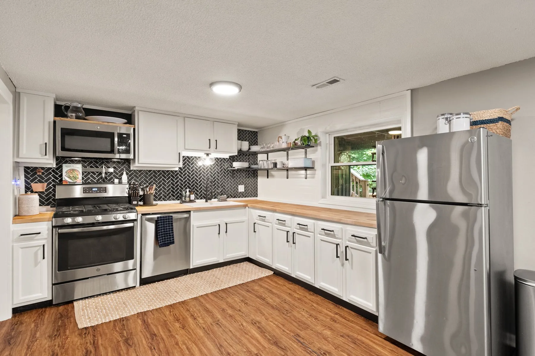 Kitchen — the range wall