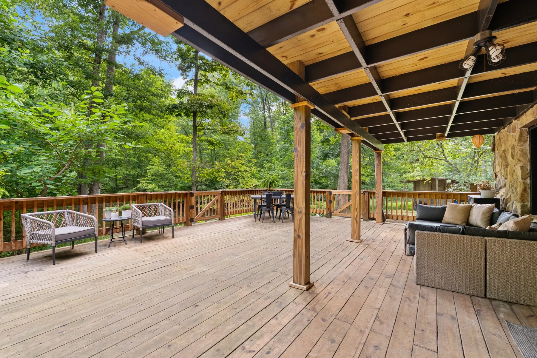 Seating under the covered patio
