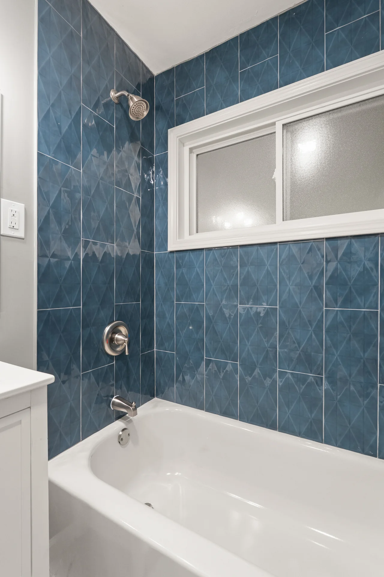 Bathroom tile detail at 4800 Partridge Run