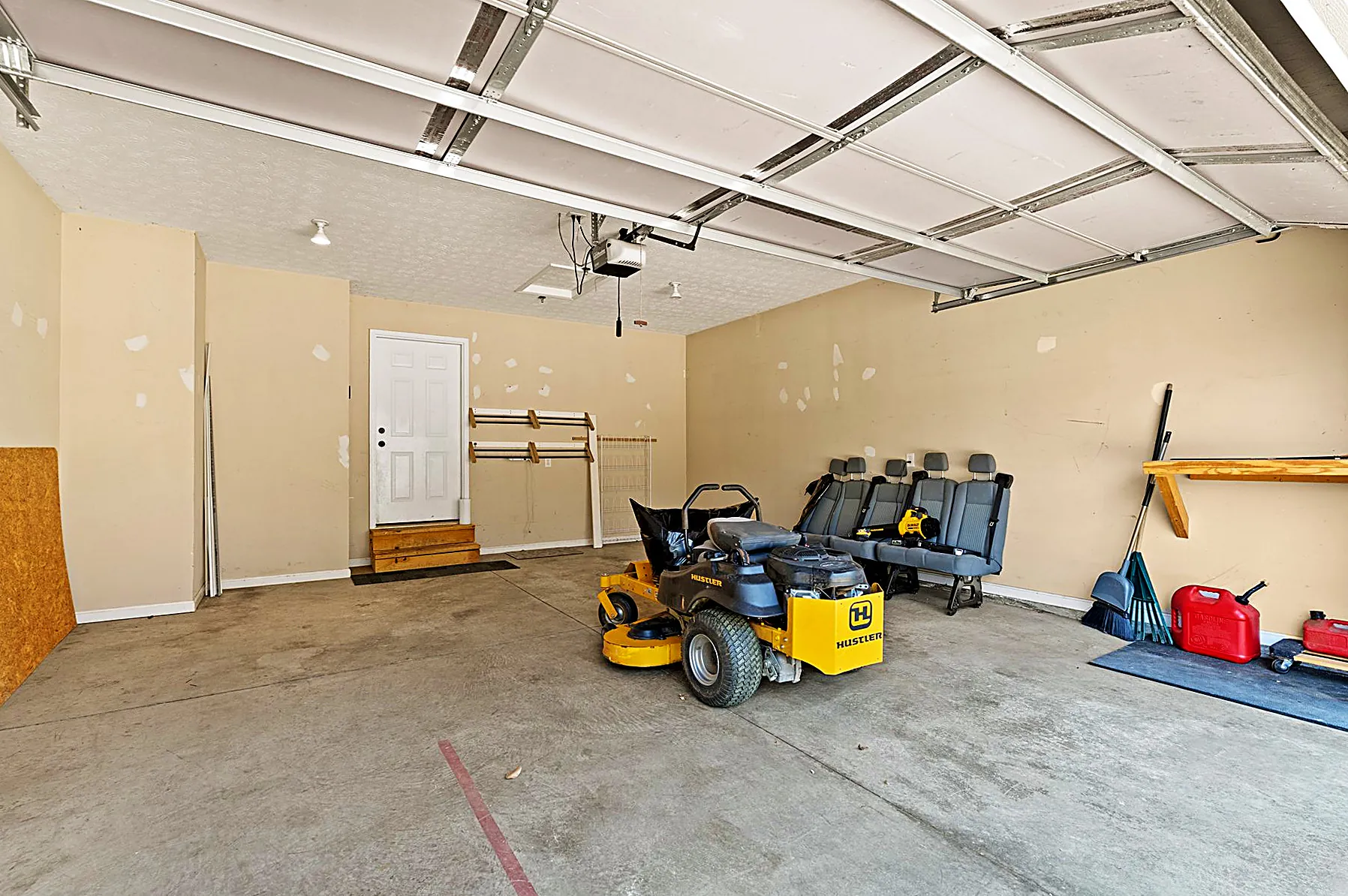 Three-car attached garage interior