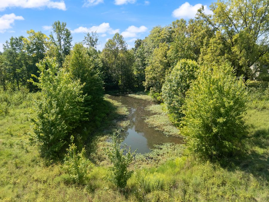 The pond from above at 15116 Wilson Switch Road, Borden, IN 47106.